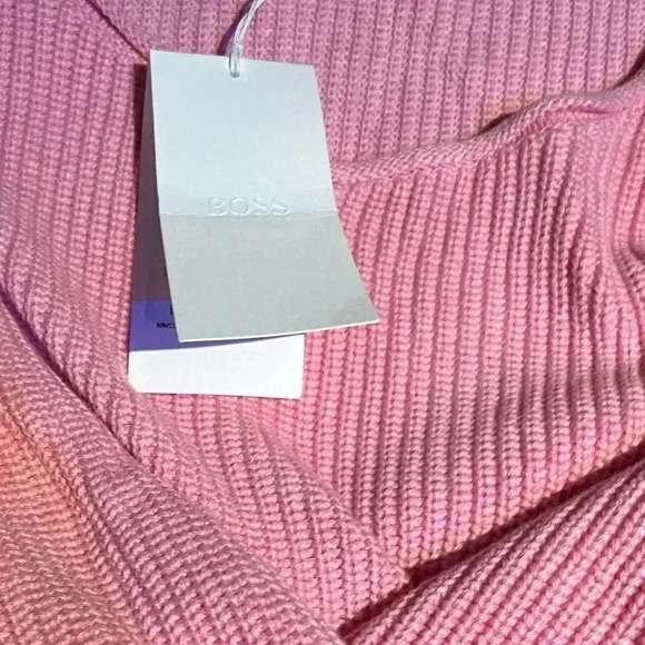 NWT Boss SCOOP-NECK FAVANNAH SWEATER IN COTTON WITH SILK AND CASHMERE Pink - Picture 4 of 6